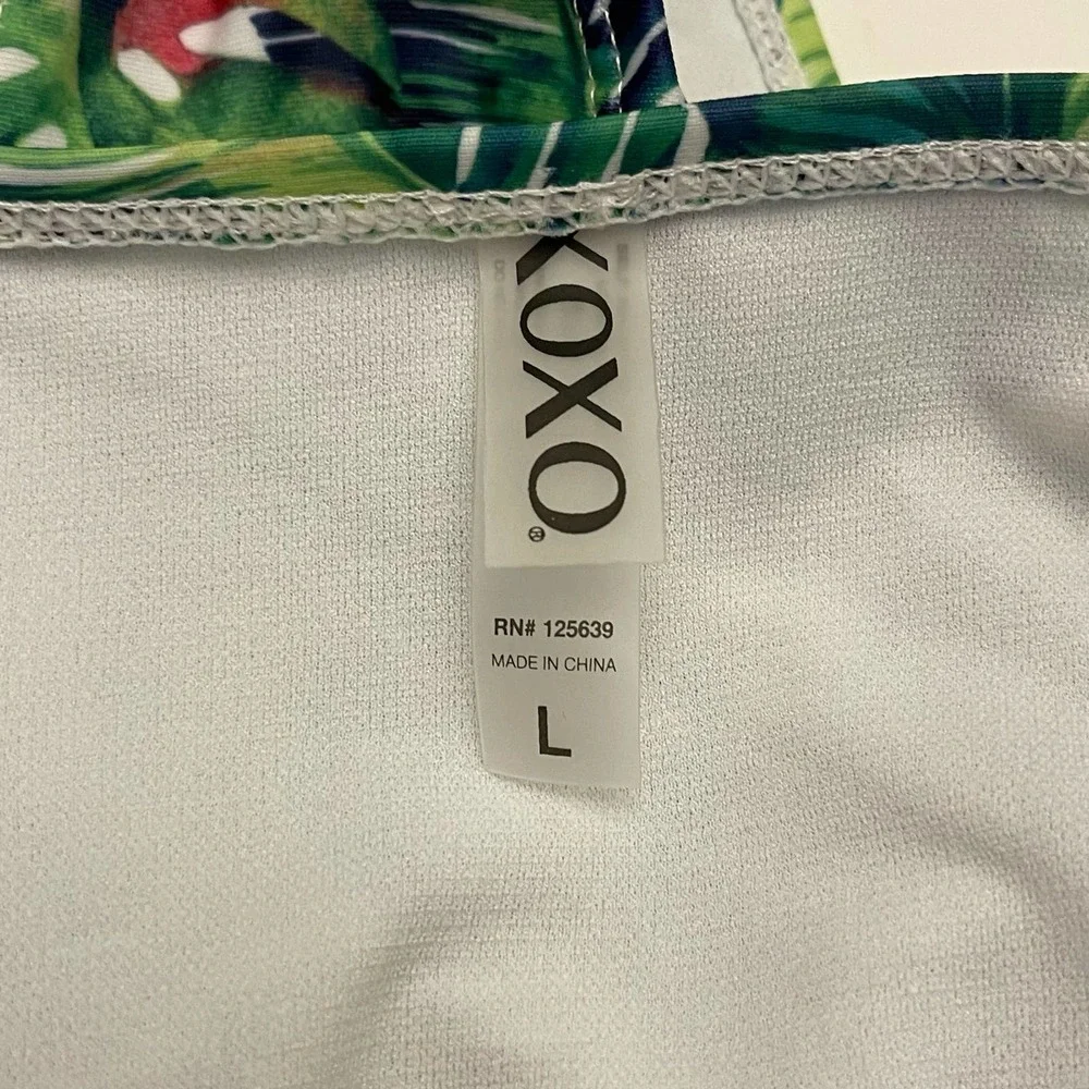 Xoxo Green Palm Print Tie Sides Bikini Bottom NWT Size Large